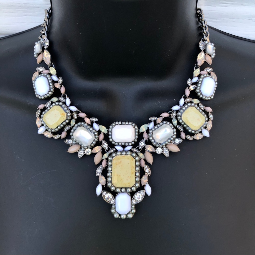 Muted Yellow & White Statement Necklace
